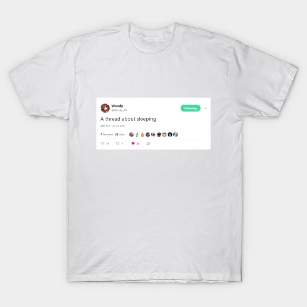 Woody Sleeping Thread T-Shirt by MangaTuesday